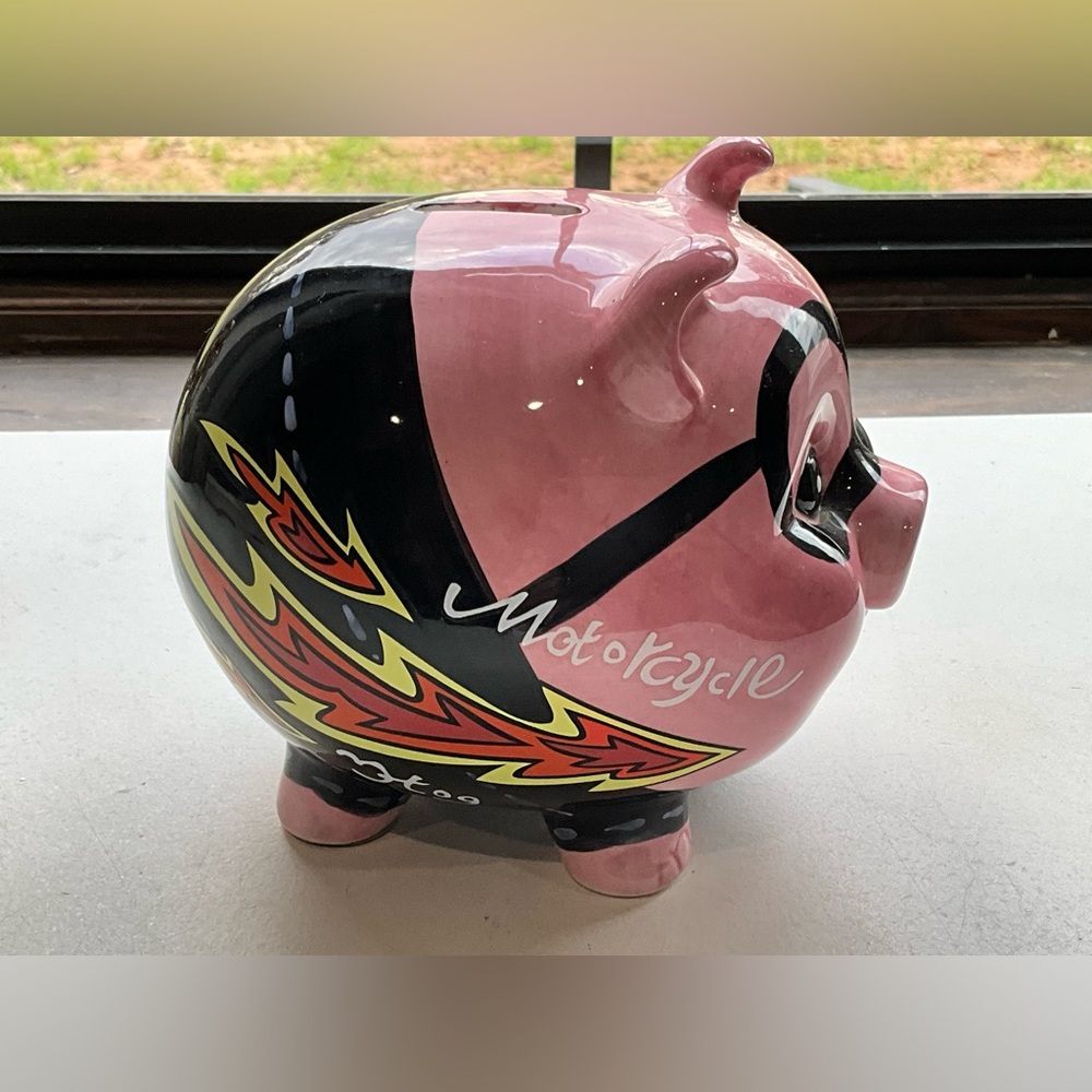 Ceramic Motorcycle Hog Piggy Bank Ambiance Collection